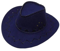 DARK BLUE HEAVY LEATHER STYLE WESTERN COWBOY HAT