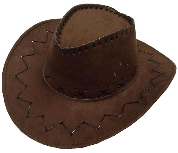 DARK BROWN HEAVY LEATHER STYLE COWBOY HAT