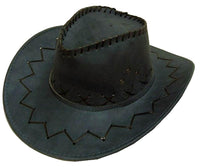 DARK GRAY HEAVY LEATHER STYLE WESTERN COWBOY HAT