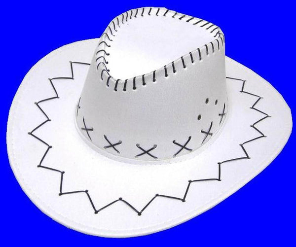 WHITE COLOR HEAVY LEATHER LOOKING COWBOY HAT