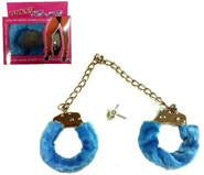 BLUE FUR LINED LEG CUFFS
