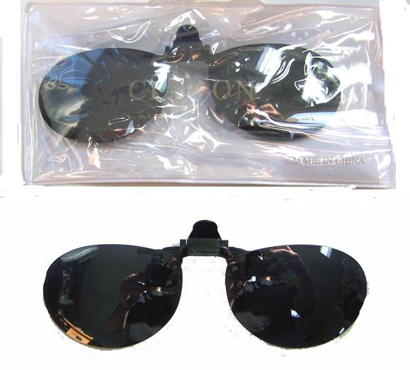 OVAL DARK LENSES CLIP ON SUNGLASSES