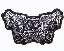 RHINESTONE BIKER BITCH WINGS PATCH