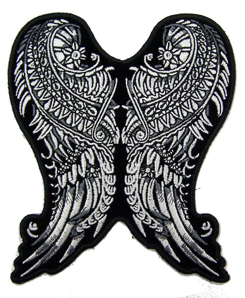 ORNATE ANGEL WINGS EMBROIDERED PATCH 5 INCH