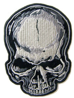 GREY SKULL EMBROIDERED PATCH 4 INCH
