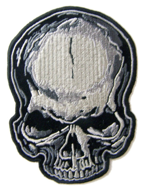 GREY SKULL EMBROIDERED PATCH 4 INCH