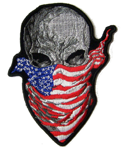 AMERICAN BANDANA SKULL EMBROIDERED PATCH 4 INCH