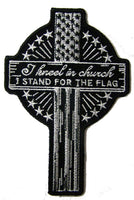 KNEEL IN CHURCH CROSS EMBROIDERED PATCH 5 INCH