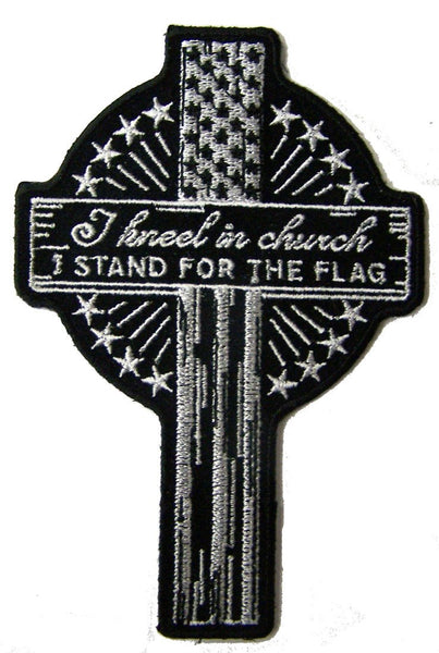 KNEEL IN CHURCH CROSS EMBROIDERED PATCH 5 INCH
