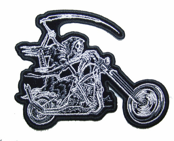 GRIM REAPER MOTORCYCLE RIDER 4 IN EMBROIDERED PATCH