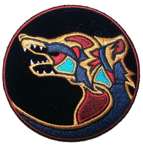 NATIVE WOLF SYMBOL EMBROIDERIED PATCH