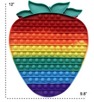 12 INCH STRAWBERRY RAINBOW  BUBBLE POP IT SILICONE STRESS RELIEVER TOY (sold by the piece )