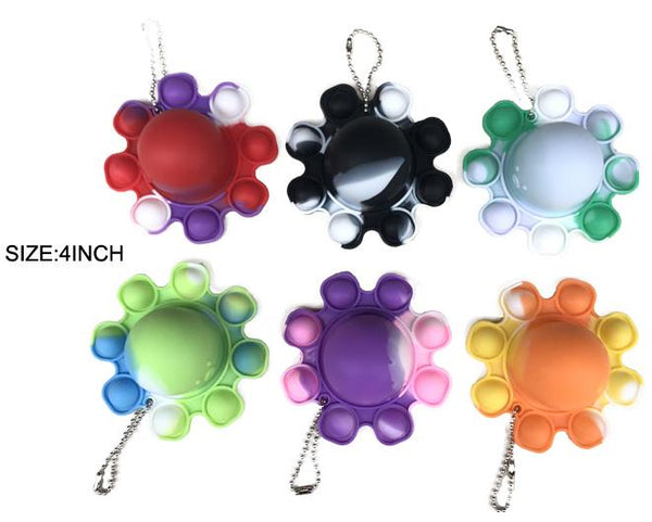 4" OCTOPUS KEYCHAIN REVERSIBLE BUBBLE POP IT SILICONE STRESS RELIEVER TOY  (sold by the piece )