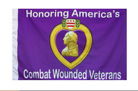 PURPLE HEART COMBAT WOUNDED military (3ft X 5ft) FLAG
