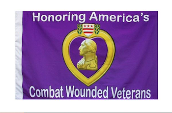 PURPLE HEART COMBAT WOUNDED military (3ft X 5ft) FLAG