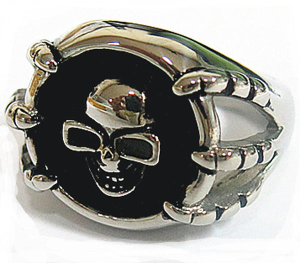 SKULL WITH CLAWS STAINLESS STEEL BIKER RING