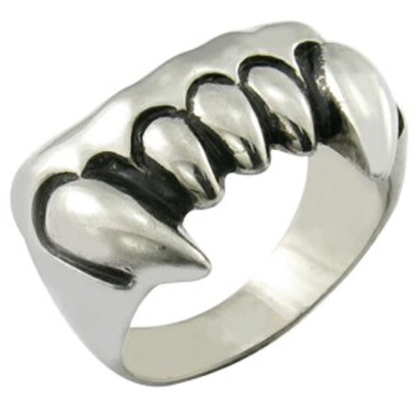 VAMPIRE TEETH  STAINLESS STEEL BIKER RING