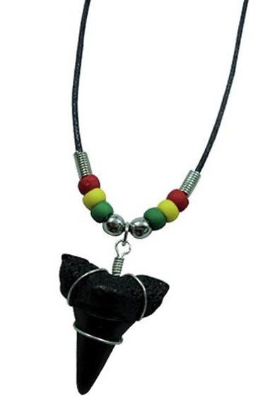REGGAE BLACK SHARK TOOTH ROPE NECKLACE