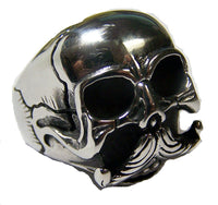 SKULL HEAD WITH MUSTACHE STAINLESS STEEL BIKER RING