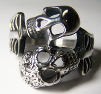 WRAP AROUND SKELETONS STAINLESS STEEL BIKER RING