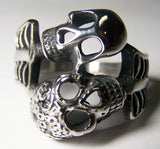 WRAP AROUND SKELETONS STAINLESS STEEL BIKER RING