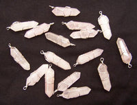 WIRE WRAPPED ROSE QUARTZ CUT STONE PENDANTS
