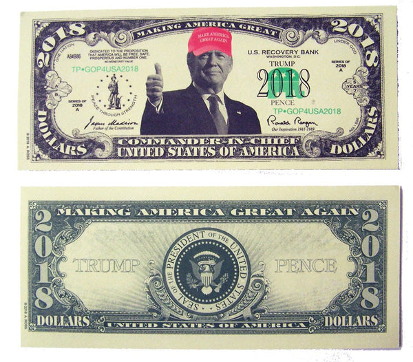 DONALD TRUMP 2018 RED HAT DOLLAR FAKE MONEY BILL