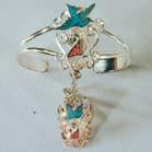 DOVE & UNICORN CUFF SLAVE BRACELET WITH RING ON CHAIN