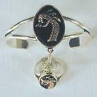 SERPANT HEAD SLAVE BRACELET WITH RING ON CHAIN