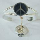 PEACE SIGN SLAVE BRACELET WITH RING ON CHAIN
