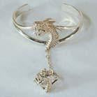 SERPENT HEAD SLAVE BRACELET WITH RING ON CHAIN