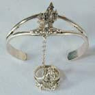 CASTLE CUFF SLAVE BRACELET WITH RING ON CHAIN