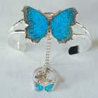 BUTTERFLY CUFF SLAVE BRACELET WITH RING ON CHAIN
