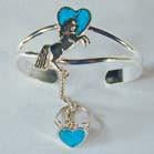 UNICORN WITH HEART CUFF SLAVE BRACELET WITH RING ON CHAIN
