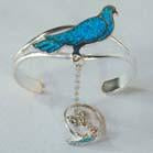 BIRD CUFF SLAVE BRACELET WITH RING ON CHAIN