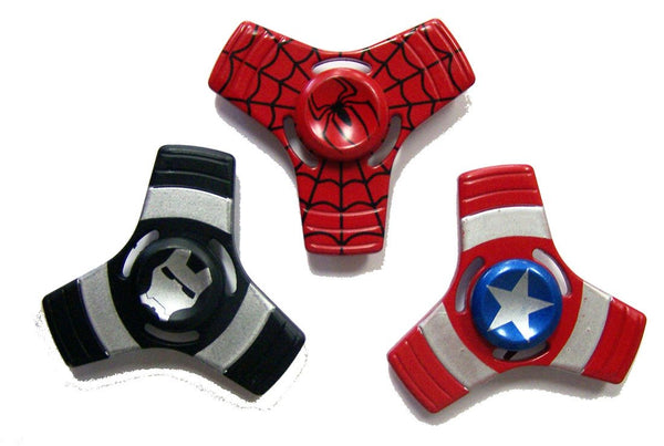 SUPER HERO METAL ASSORTED COLOR FINGER FIDGET HAND FLIP SPINNERS