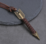 Handmade Leather Wrapped Metal Arrow Adjustable Necklace