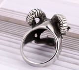 DEVIL SKULL WITH RAM HORNS METAL BIKER RING (sold by the piece)