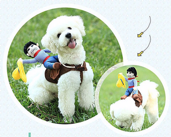 Riding Cowboy Funny Novelty Halloween Dog Costume For Small Dogs (sold by the piece)