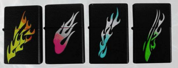 COLORED FLAMES FLIP TOP OIL LIGHTER (Sold by the piece or  dozen)