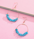 TURQUOISE STONE ROUND DANGLE EARRINGS  (SOLD BY THE PAIR)