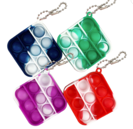TIE DYE BUBBLE POP IT SILICONE STRESS RELIEVER TOY KEYCHAINS (sold by the piece or dozen)