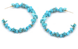 U SHAPED HOOP TURQUOISE STONE EARRINGS  (SOLD BY THE PAIR)