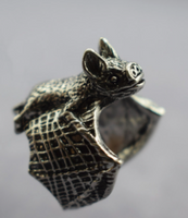 ADJUSTABLE METAL FLYING BAT BIKER RING ( sold by the piece) *gold, silver or black*