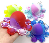 4" OCTOPUS KEYCHAIN REVERSIBLE BUBBLE POP IT SILICONE STRESS RELIEVER TOY  (sold by the piece )