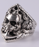 NAUTICAL PIRATE SKULL METAL BIKER RING ( sold by the piece)