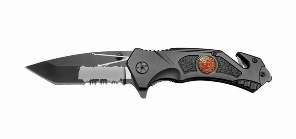 FIRE FIGHTER DEPARTMENT WITH TRUCK FOLDING LOCK BLADE KNIFE