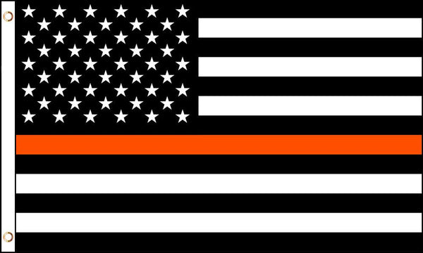 AMERICAN BLACK WHITE ORANGE THIN LINE search & rescue ems (3ft X 5ft) FLAG