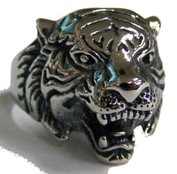TIGER HEAD W STAR STAINLESS STEEL BIKER RING