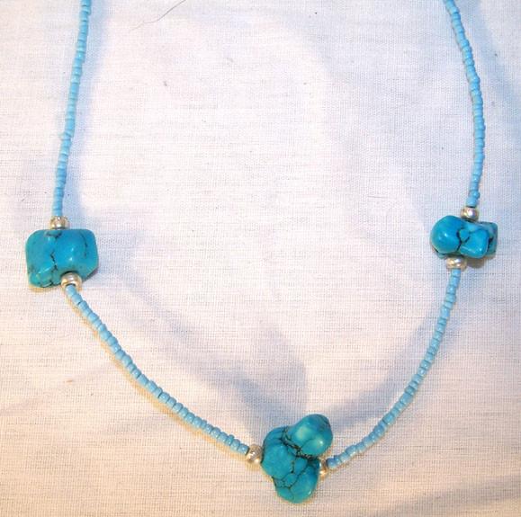 TURQUOISE NUGGET BEAD NECKLACES
